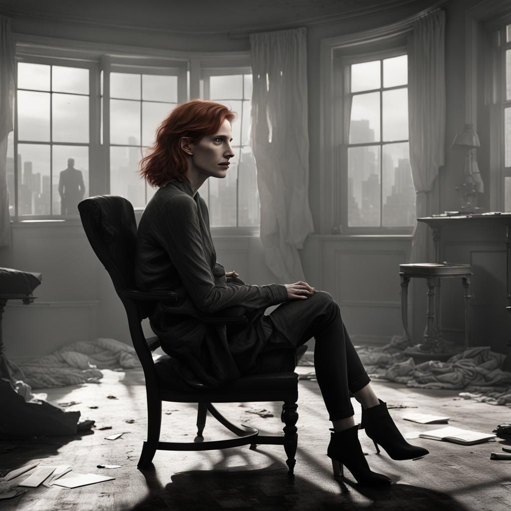 Jessica Chastain Portrait in Gothic 3D Game Style