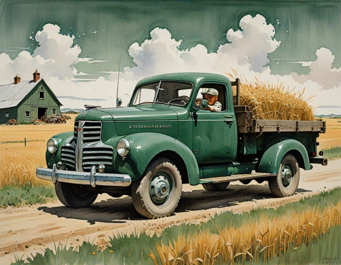 Idyllic Summer Scene in Norman Rockwell Style