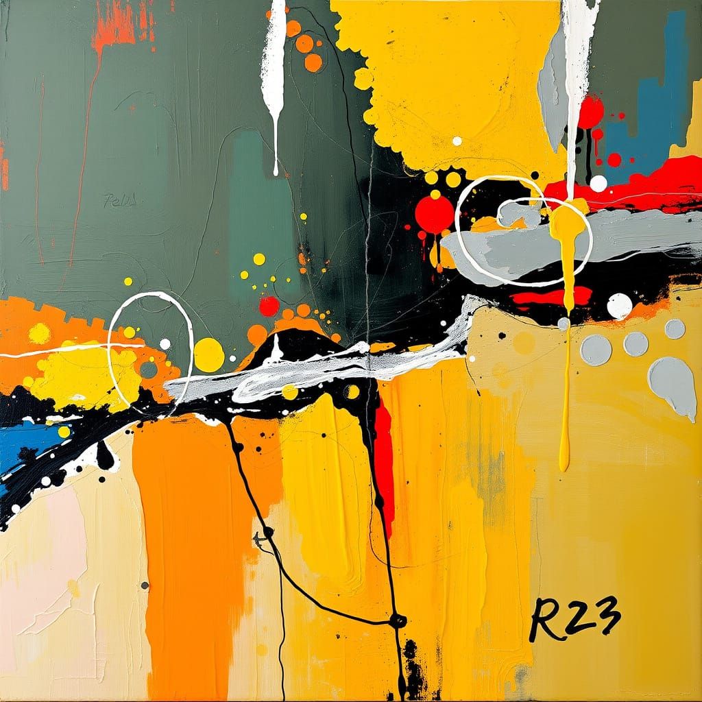Modern Abstract Expressionist Paintings with Platinum Accent...