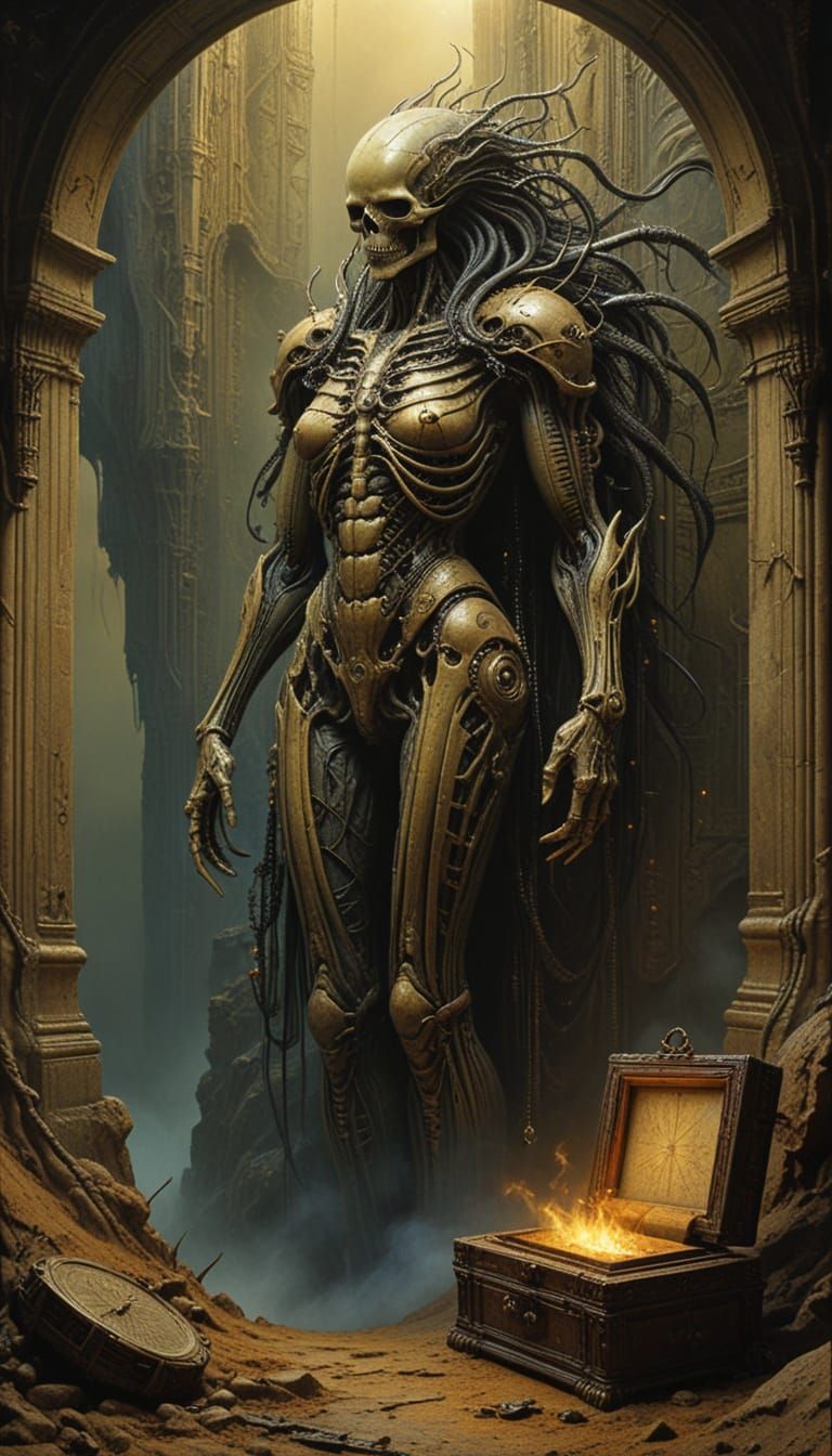 Golden Periapt Adorned with Precious Gems, Amidst Ancient To...