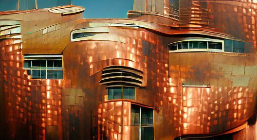 Tarnished Copper Postmodern Retro Sci-Fi Architecture