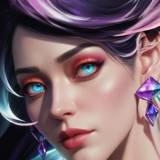 Woman with Gemstone Eyes in Polychromatic Fantasy Art