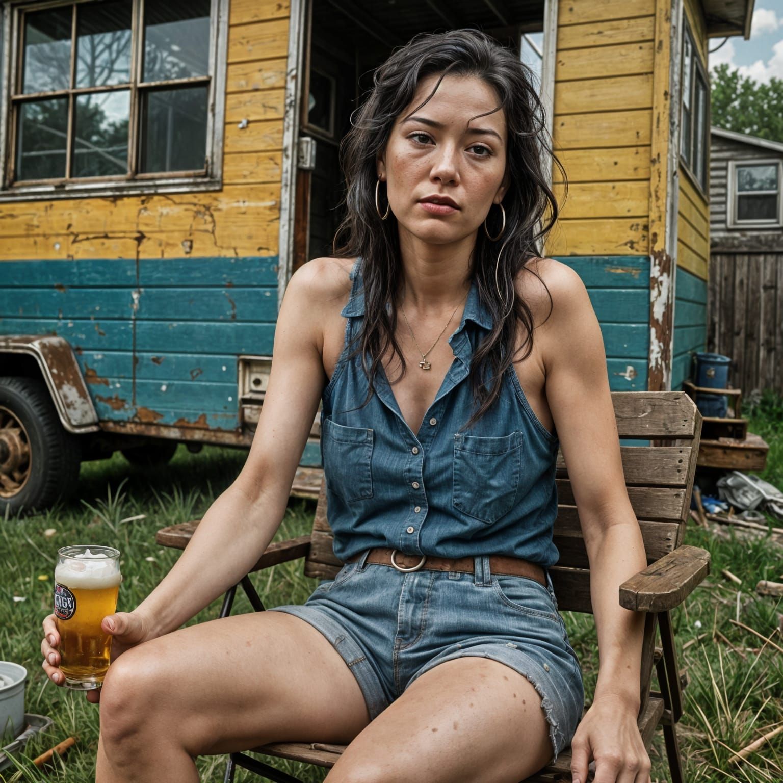 Hyperrealistic, Poverty-Stricken Woman in the American Midwe...