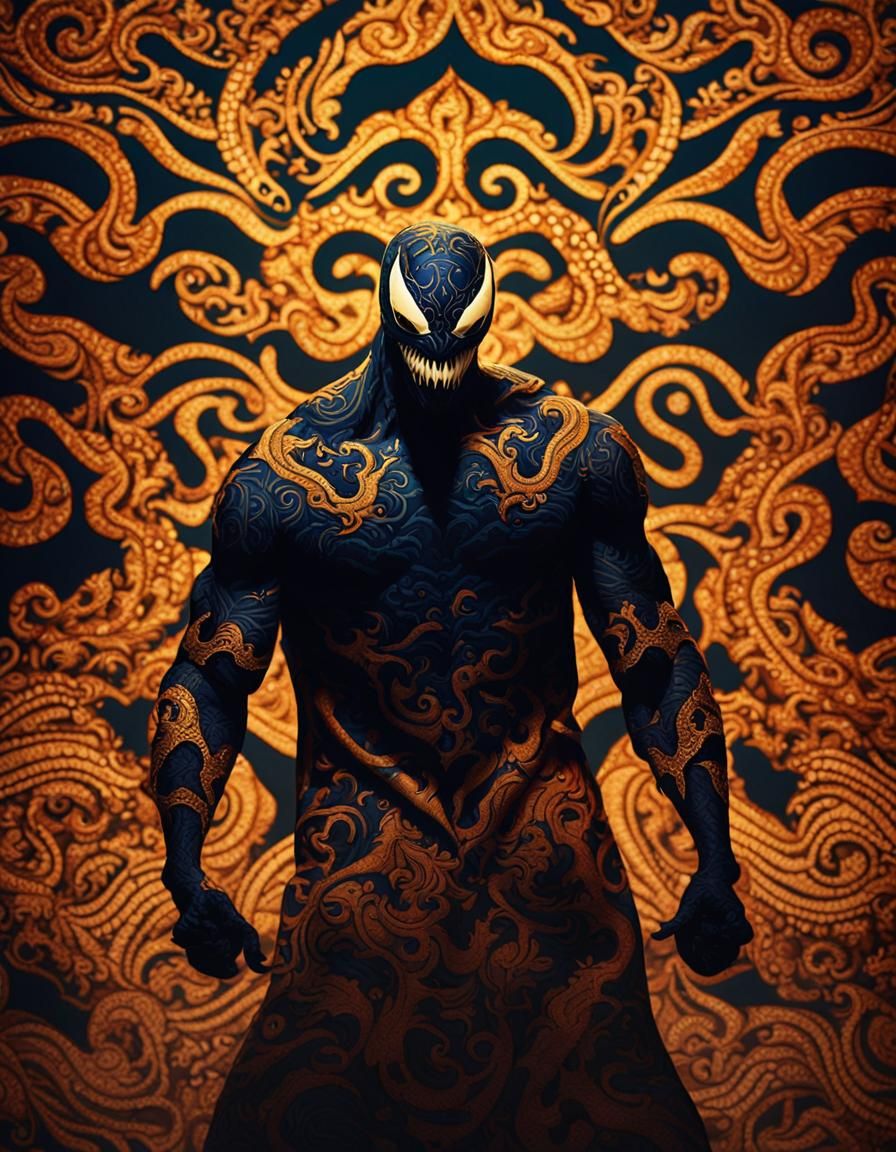 Venom Emerges from Batik Shadows: Cinematic Still