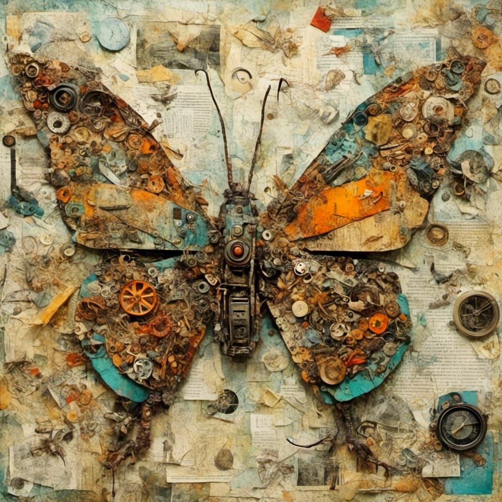 Butterfly Mixed Media Collage Art