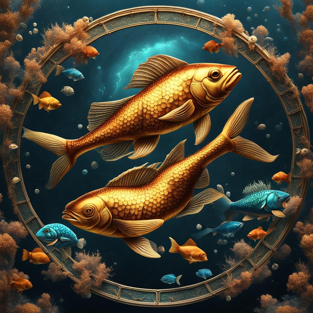 Pisces Zodiac Sign: Two Fish in Fantasy Art