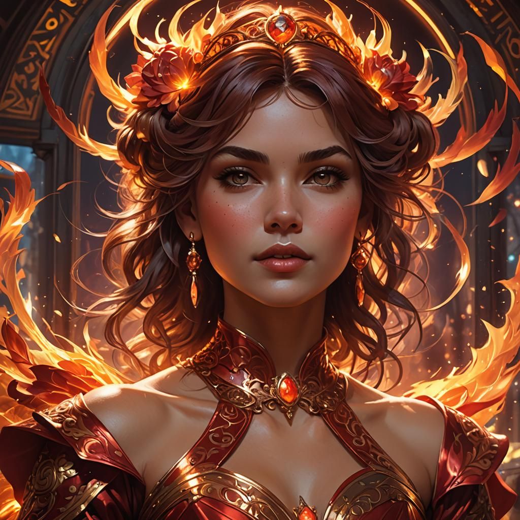 Scarlet Portrait with Dynamic Lighting and Red Accents