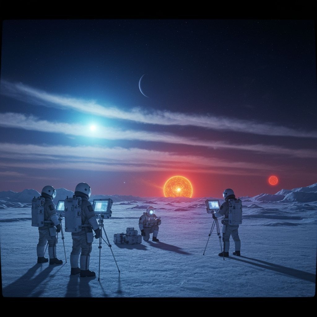 Frosty Ice World at Dusk: Cinematic Film Still