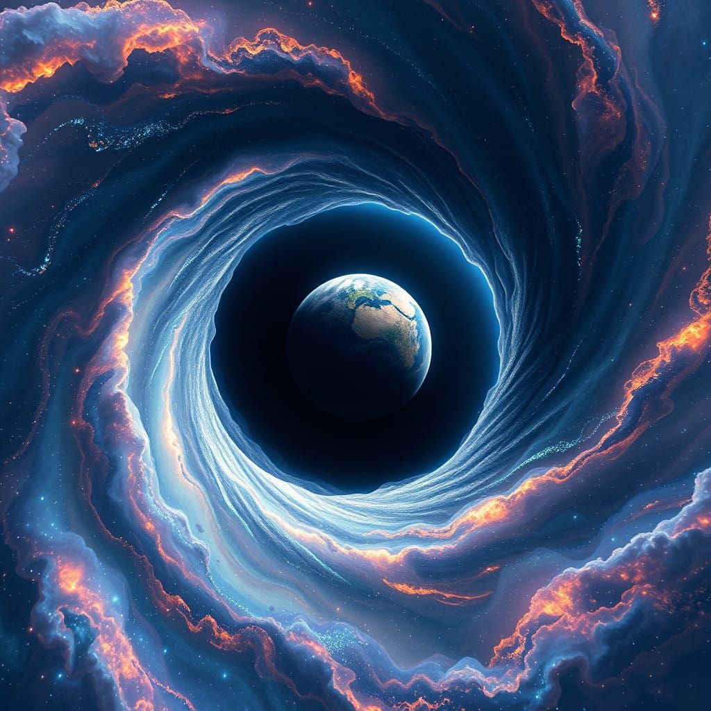 Vibrant Nebula Reveals Void of Infinite Darkness in Cyberpun...