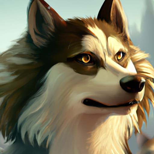 Hyperdetailed Husky Portrait in Volumetric Lighting Style