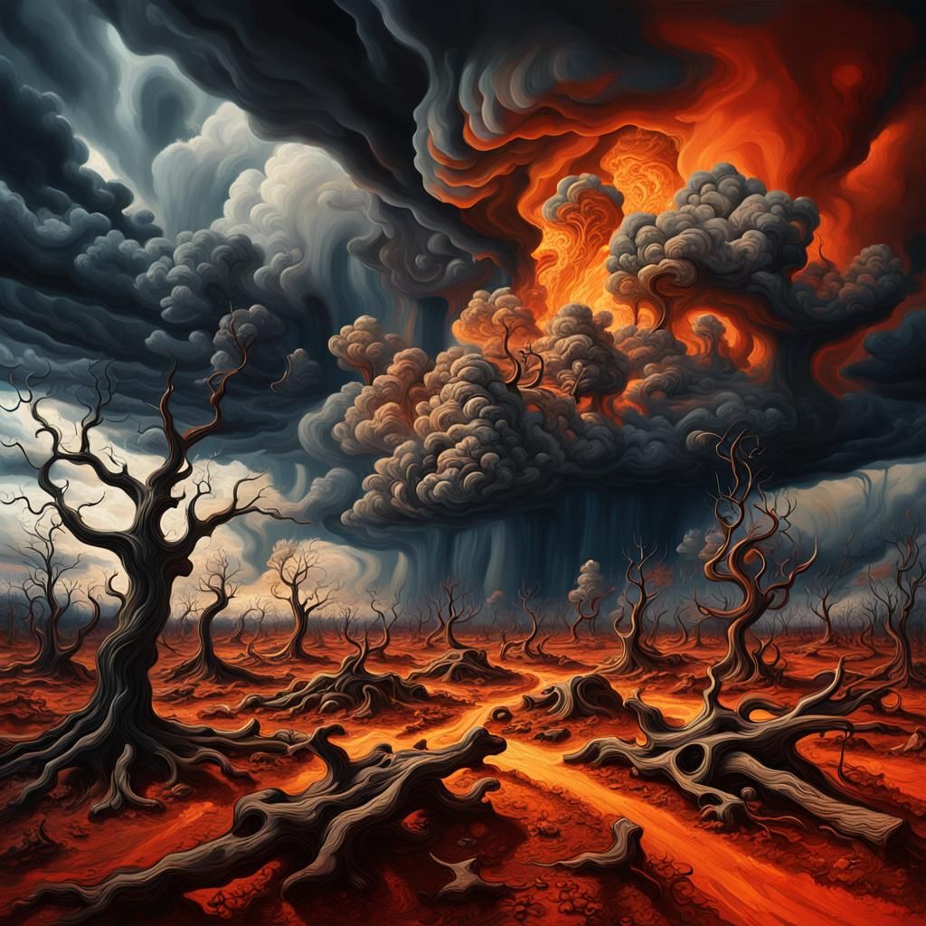 Surreal Storm Over War Zone in Oil