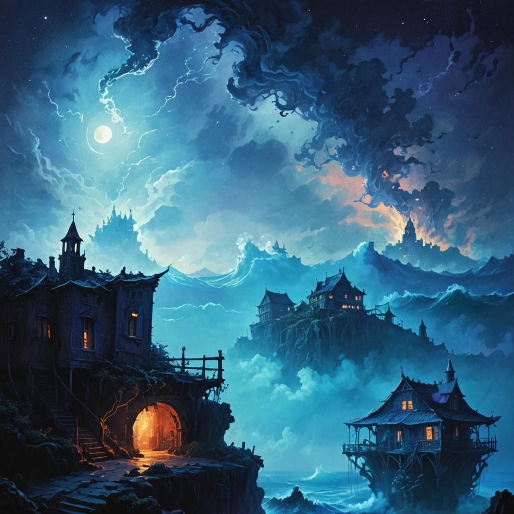 Fantasy Island House in Gustave Doré Style