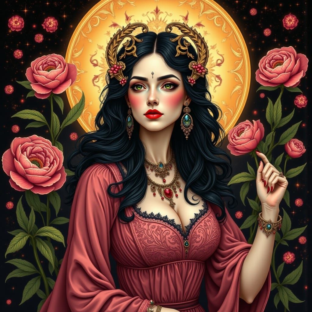 Vernal Goddess in Vibrant Peony Bloom