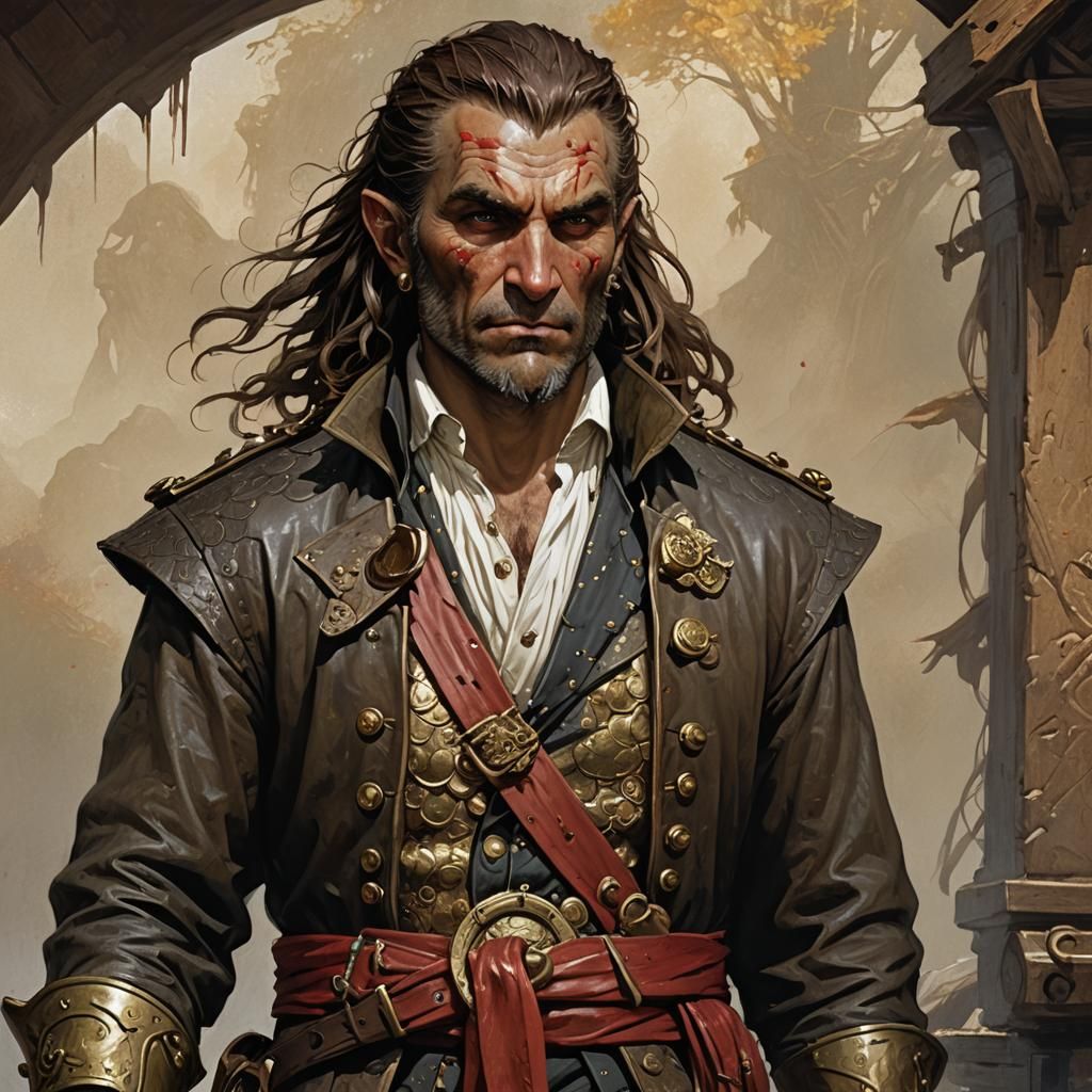 Dragonborn Pirate Portrait in Digital Art Style