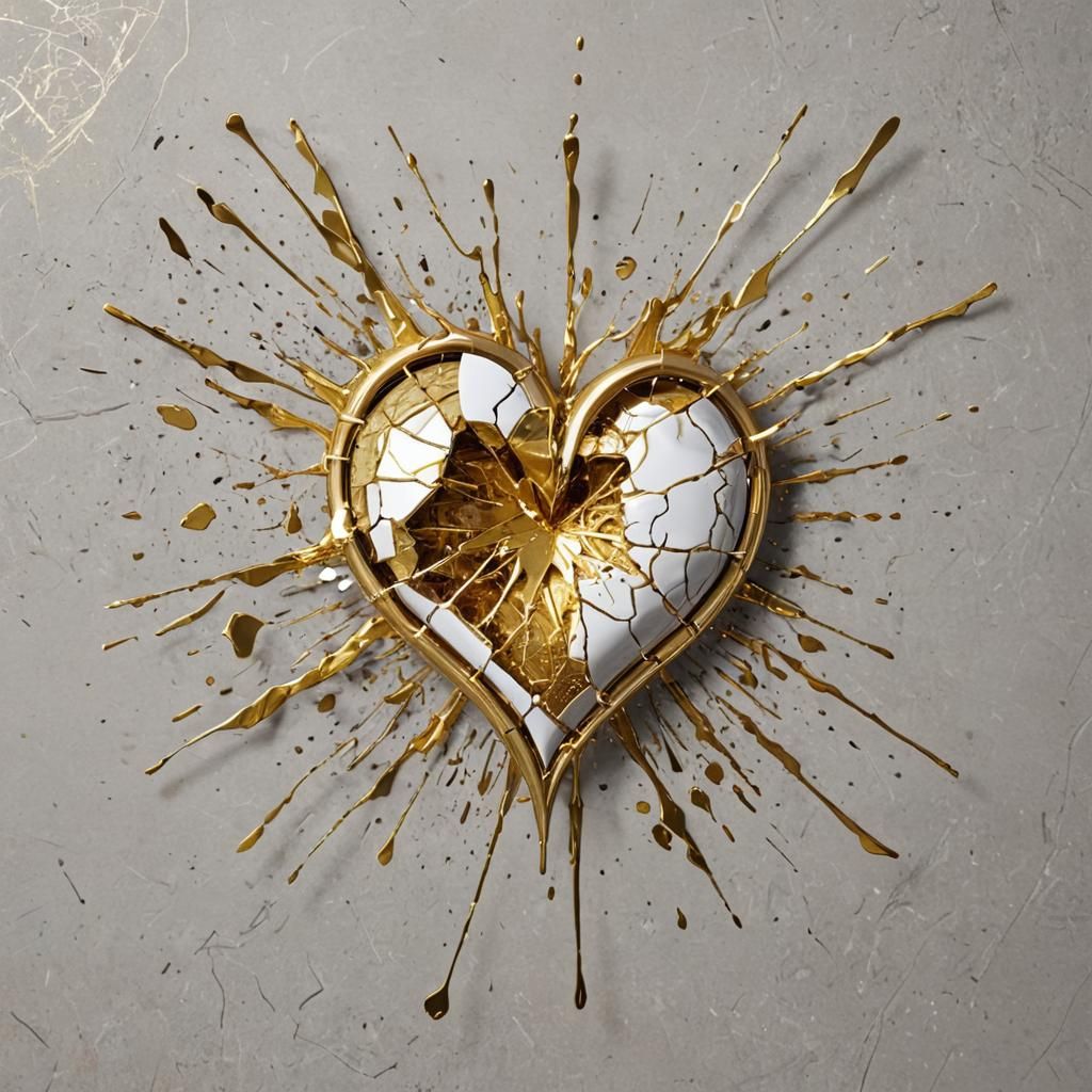 Kintsugi Heart Explosion: A Golden Masterpiece