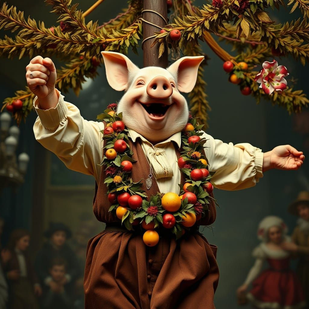 Dutch Masterpiece of a Merry Maypole Dancer