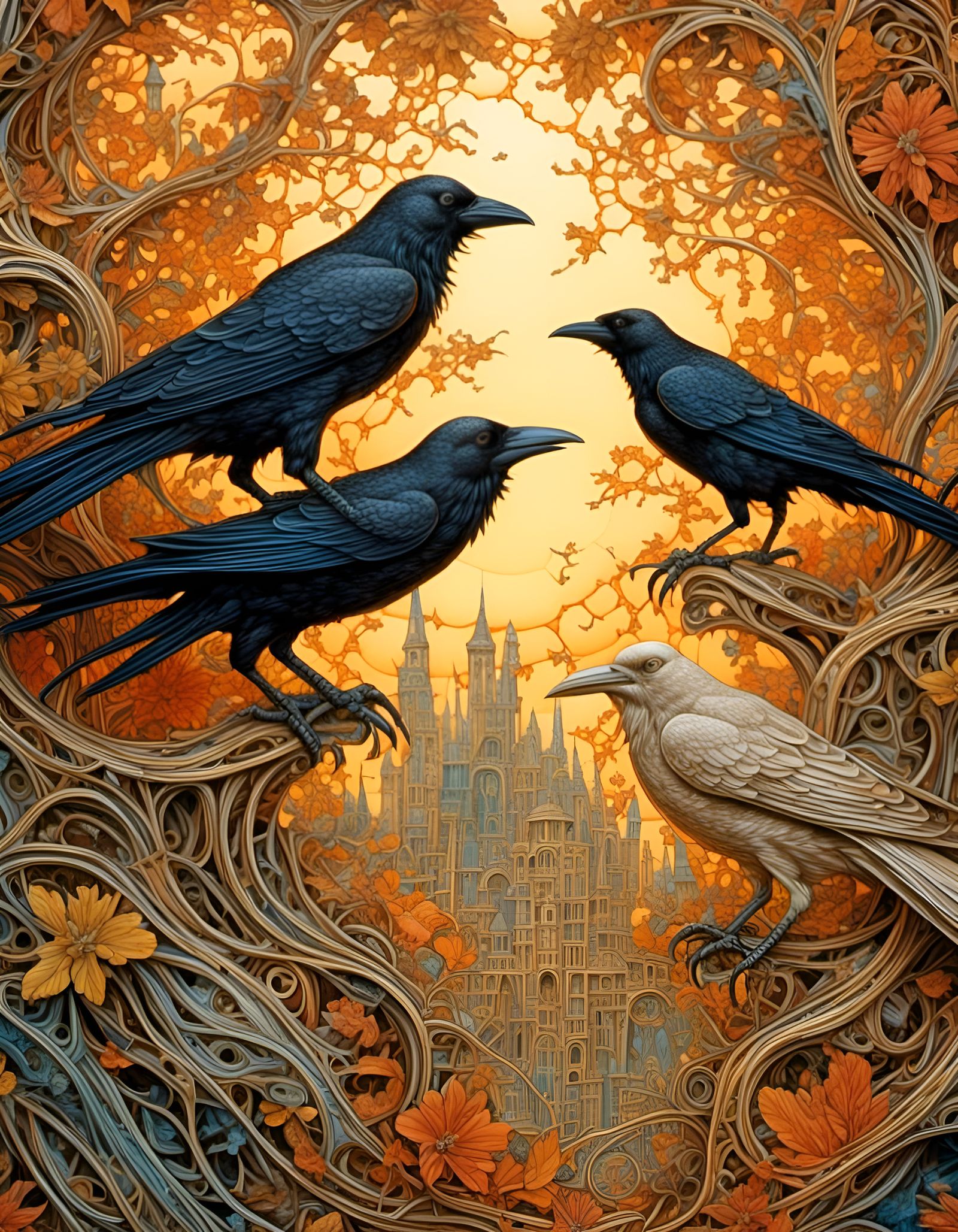 Crows Guide Through Forest in Golden Hour Light