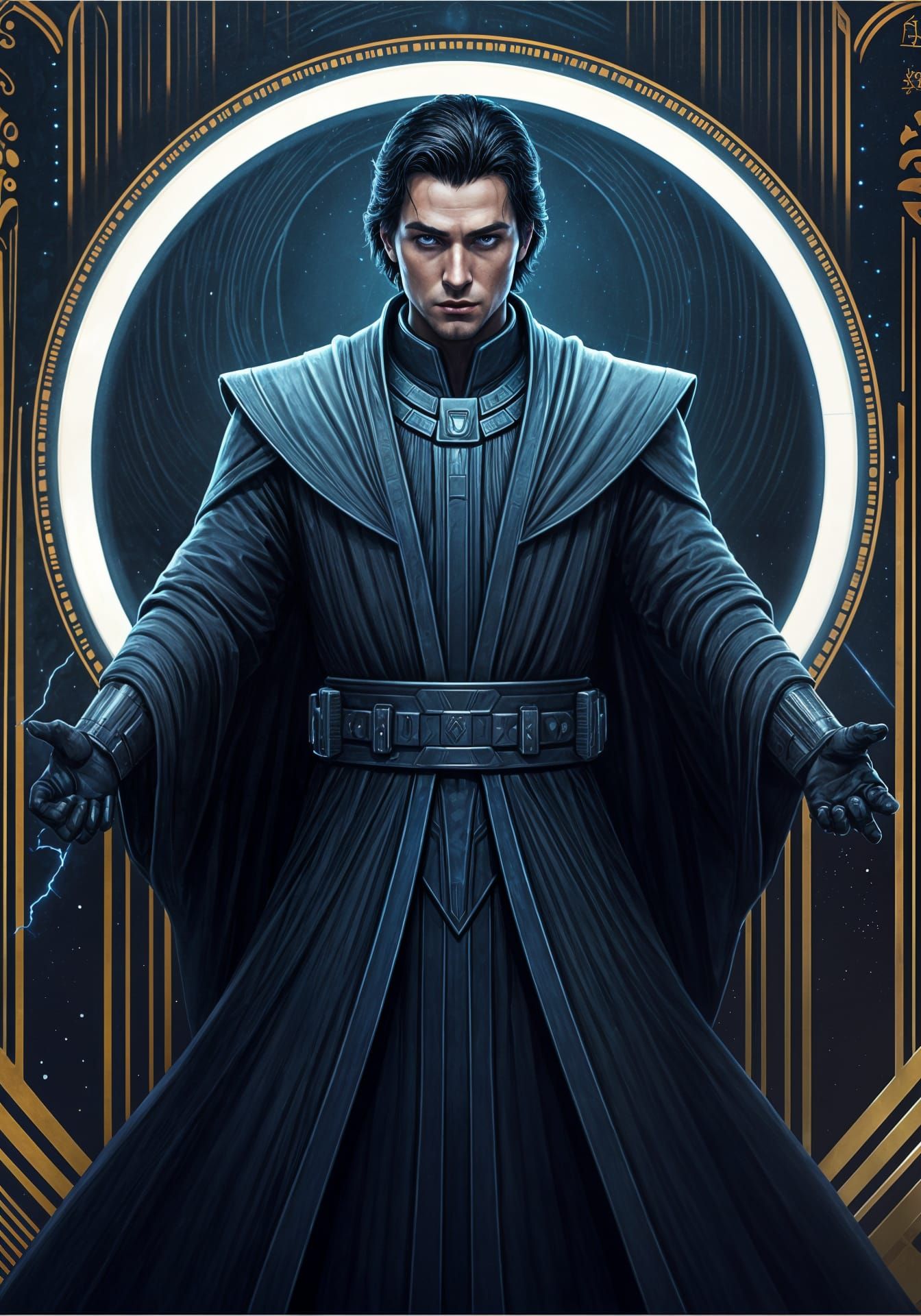 Art Deco Sith Lord with Force Lightning