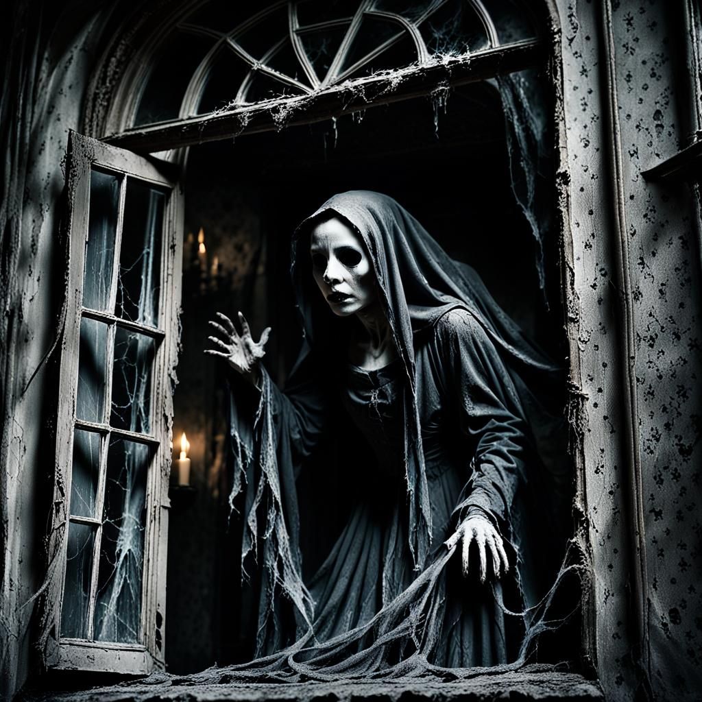 Eerie Banshee Emerges in Haunted House: Expressionism