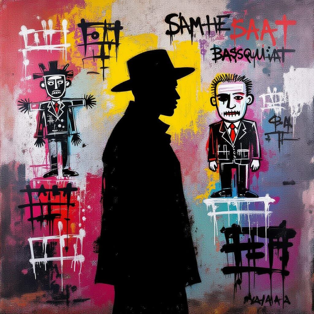 Silhouetted Figure in Street Art Style