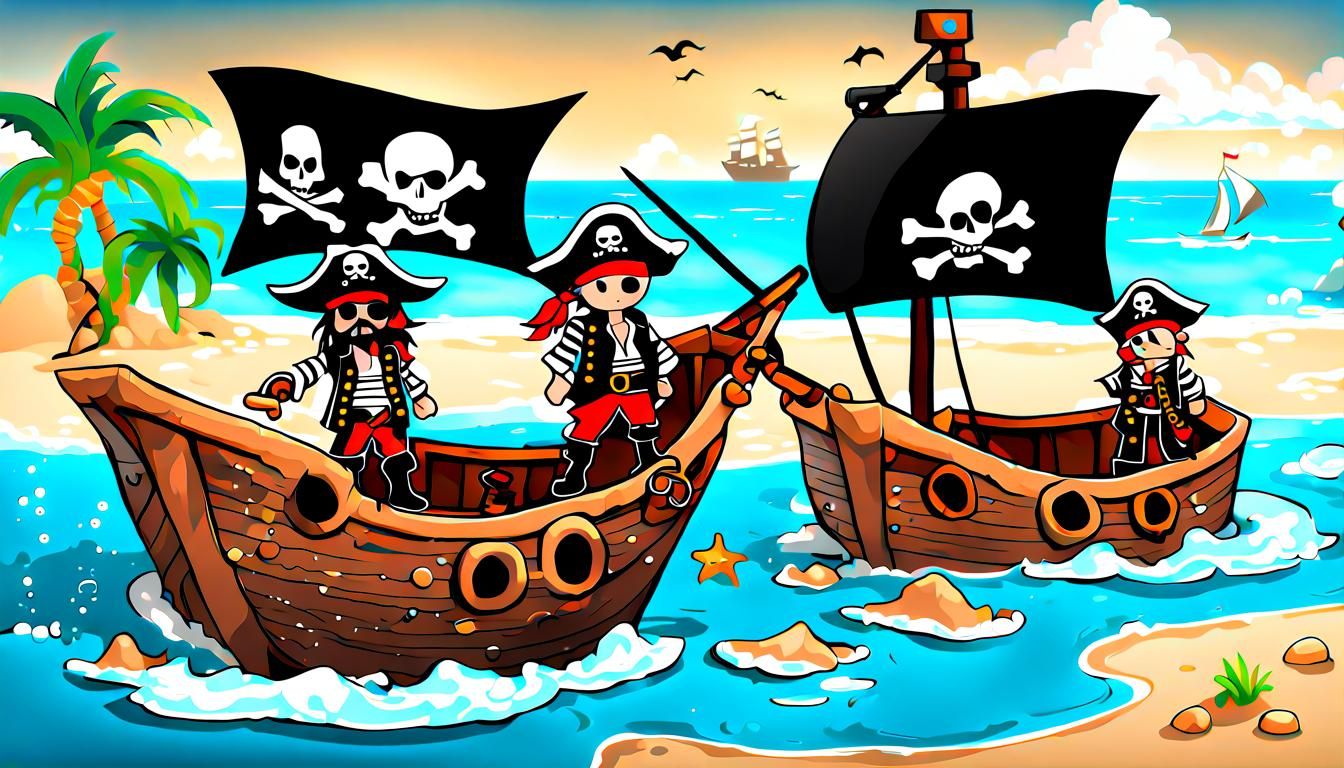 Chibi Pirates Pillage Sci-Fi Sunken Ship on Beach