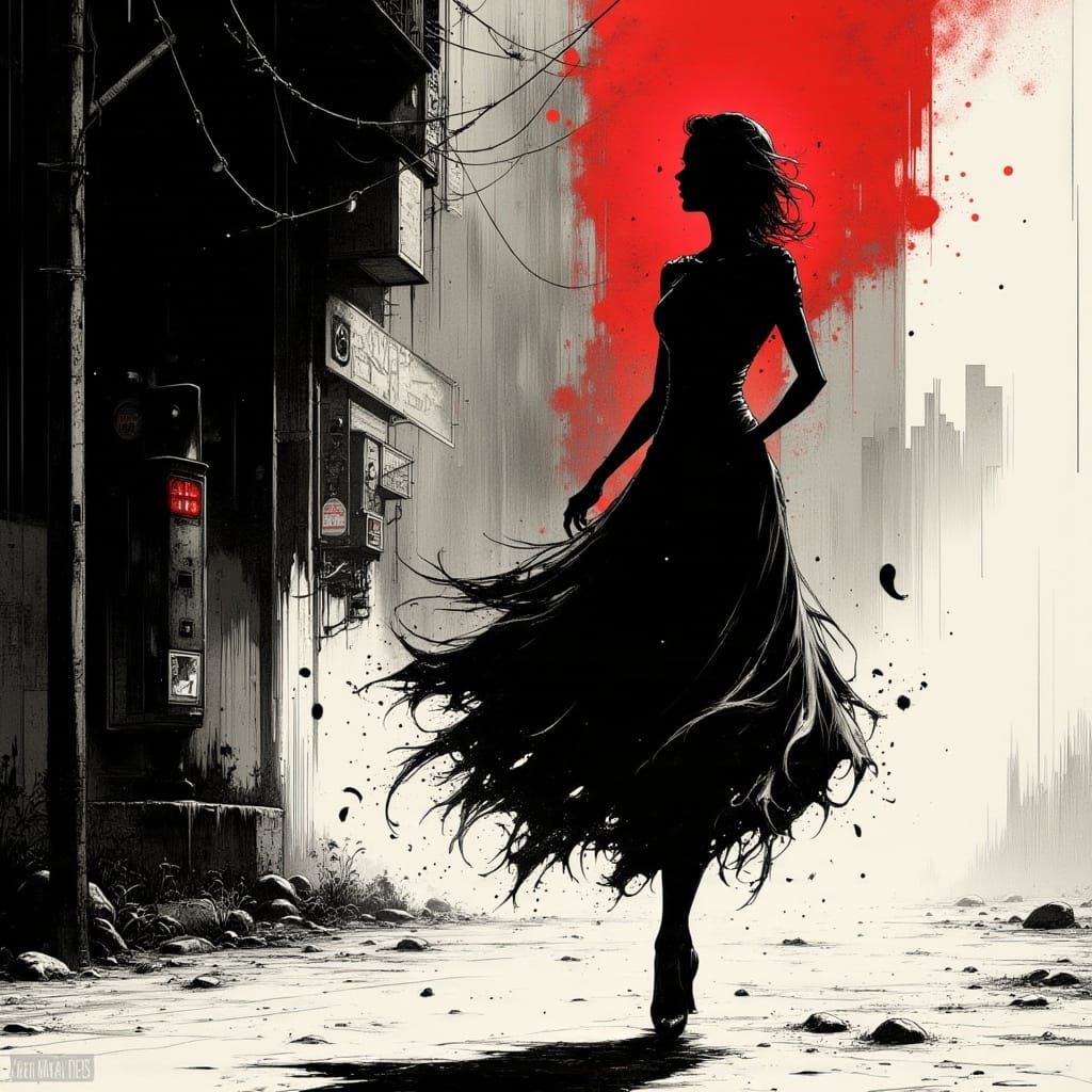 Dark Self Emerging from the Shadows in a Street Scene