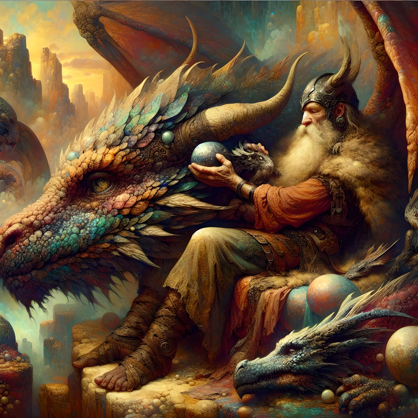 Old Viking and Dragon --