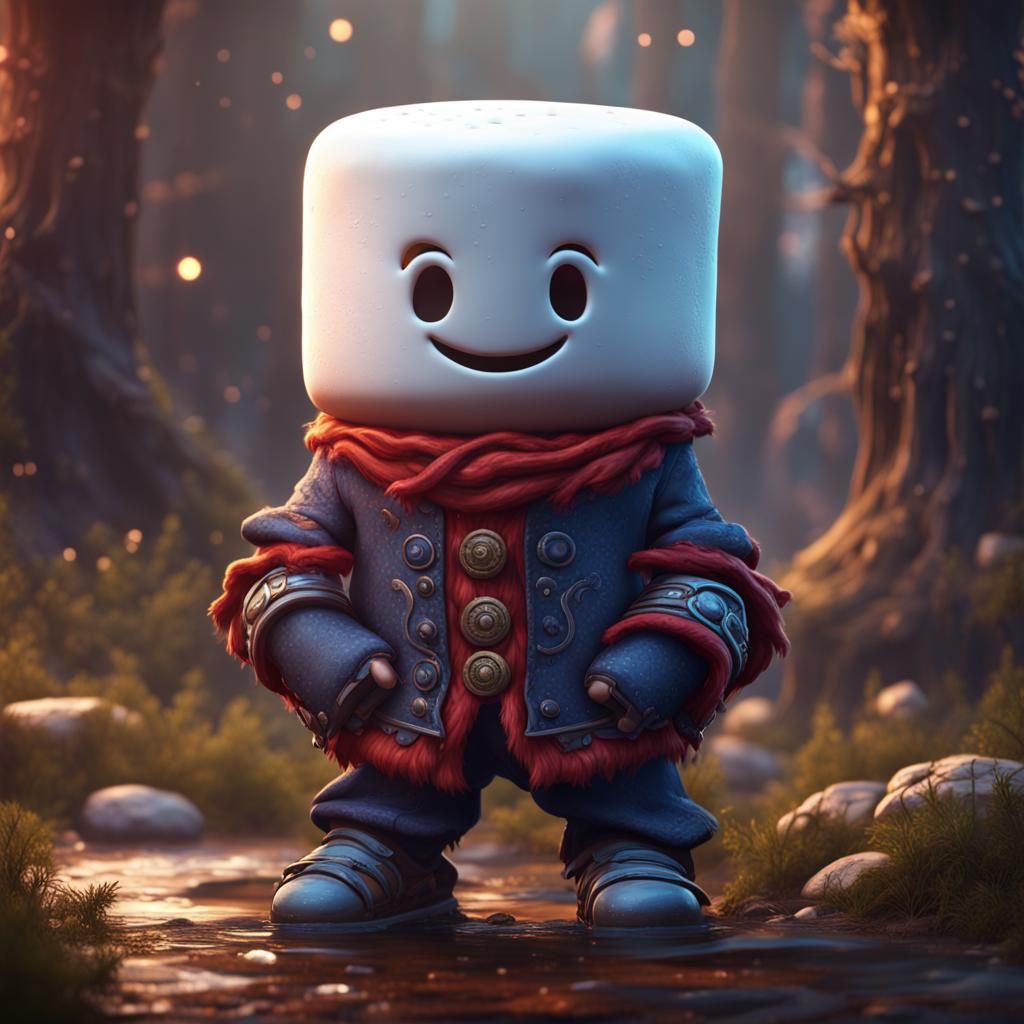 Marshmallow Character in Detailed Matte Painting Style