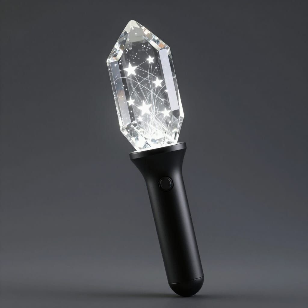 Matte Black Lightstick With Crystal Shard and Stars