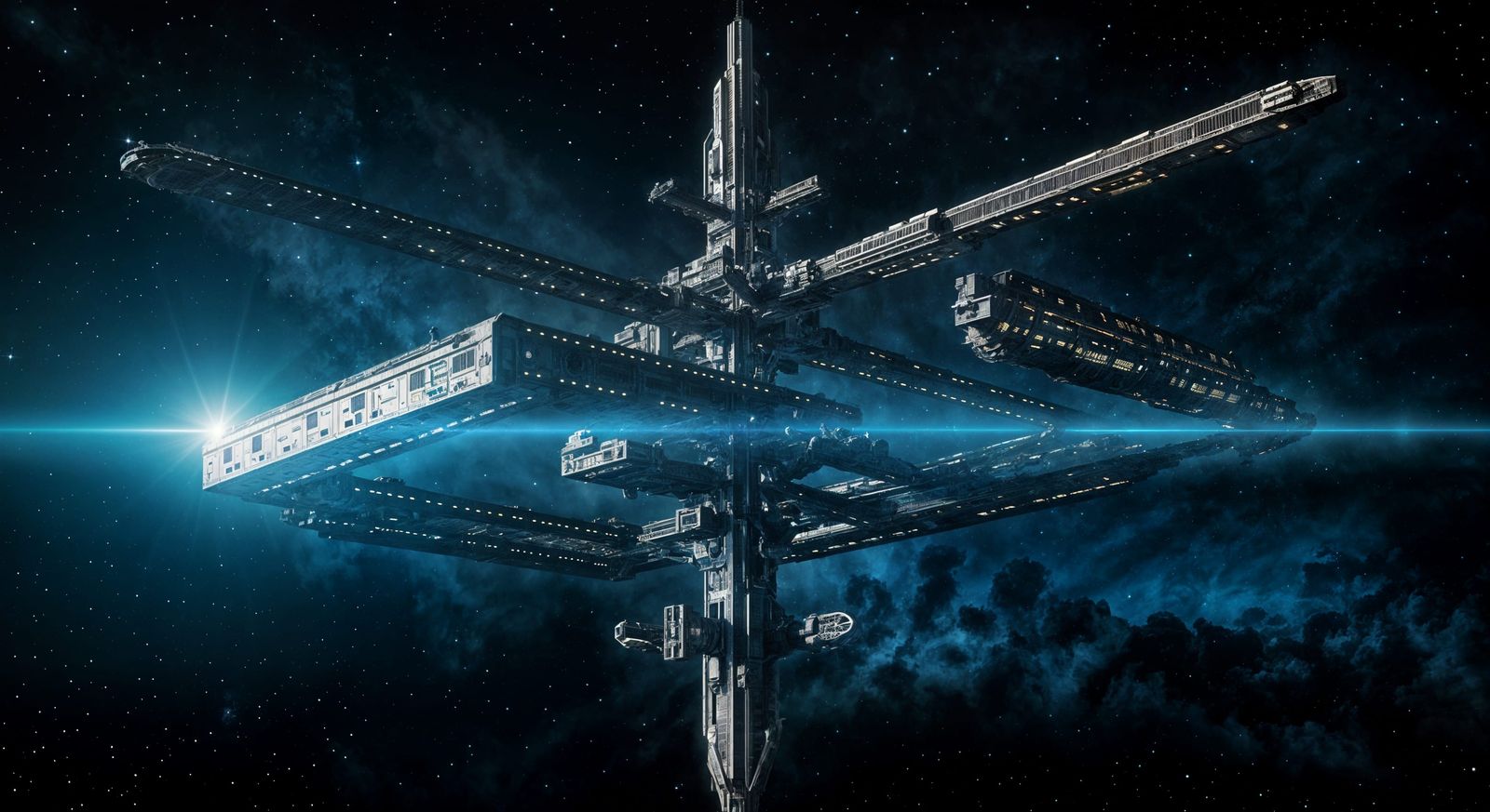 Gigantic Space Station in Orbit