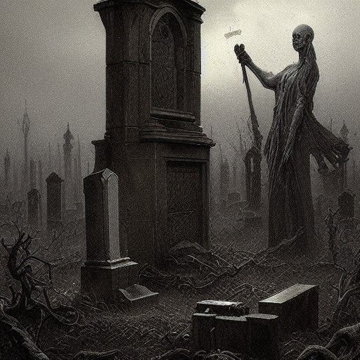 Horror Graveyard in Gustave Doré Style
