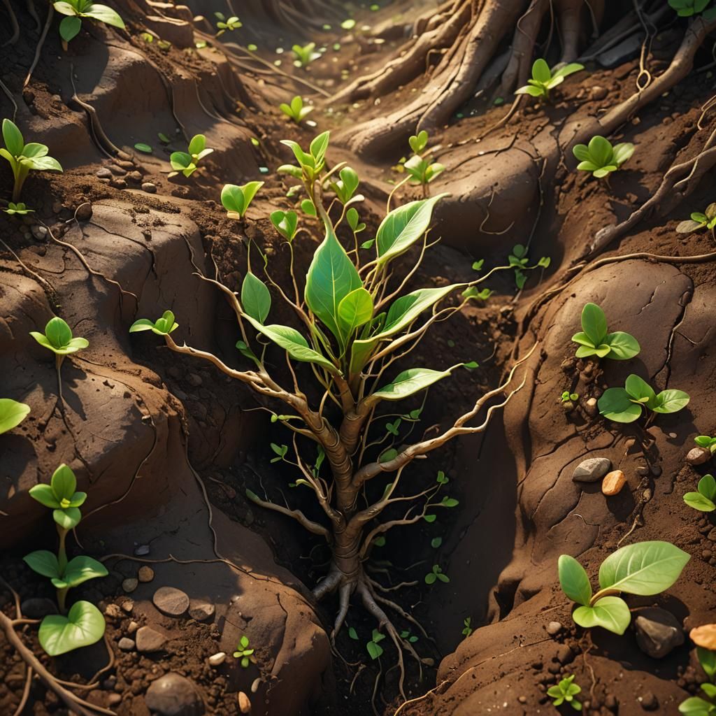 Sapling Sprouts from Mineral Rich Soil