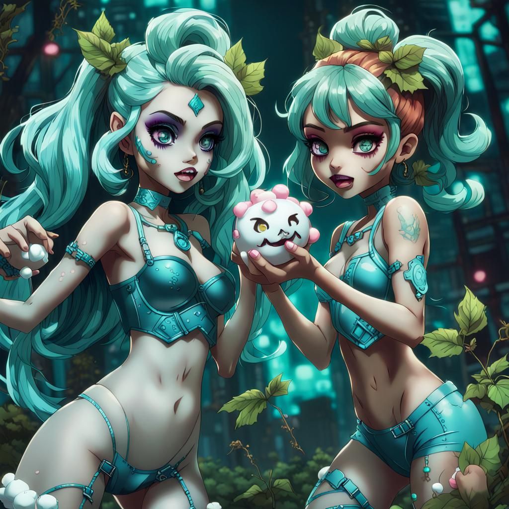 Cyberpunk Dolls Have a Marshmallow Fight: Anime Style