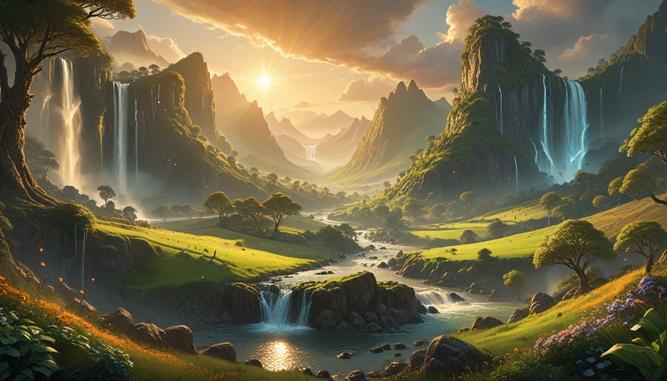 Enchanting Elven Kingdom in Magical Landscape