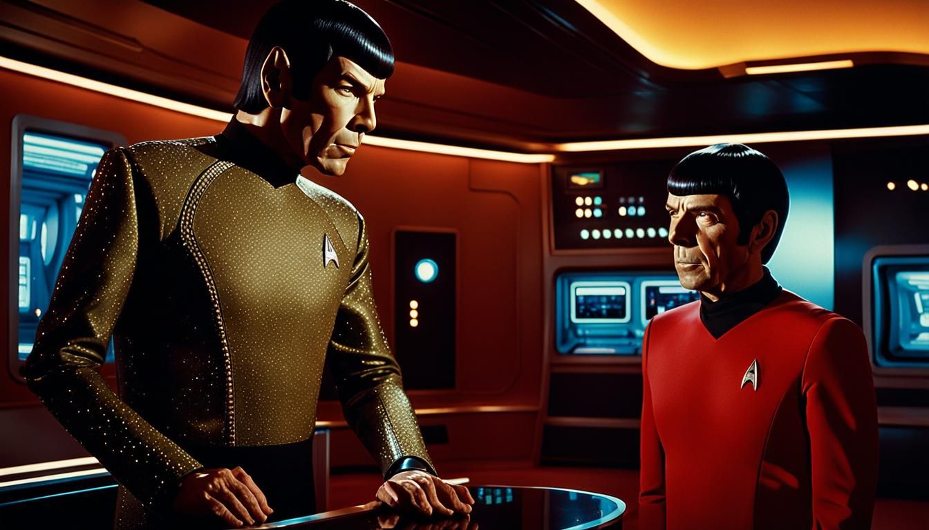 Spock and Robbie the Robot in Enterprise Lounge