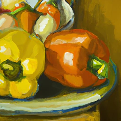 Peppers in Oil Painting Style