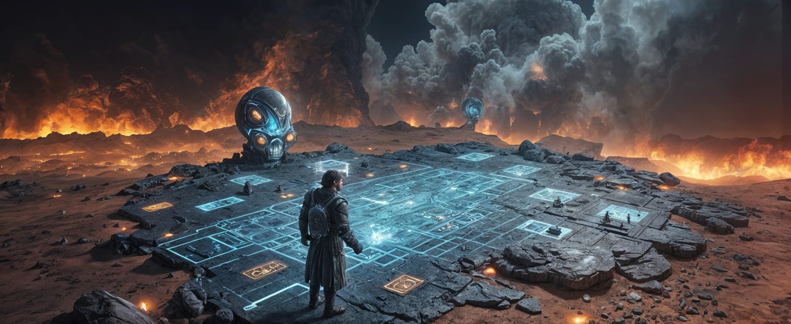 Giant Mars Wasteland Board Game with Alien Dice