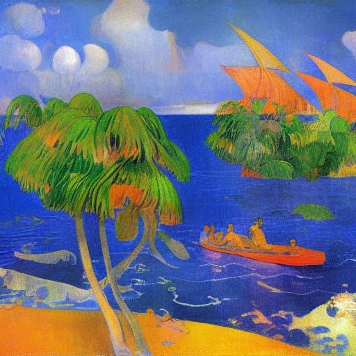 Dancing Polynesian Islands in Gauguin & Serebriakova Style