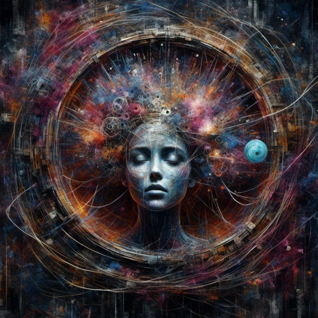 Surreal Television with Magic Portal, Abstract Digital Art