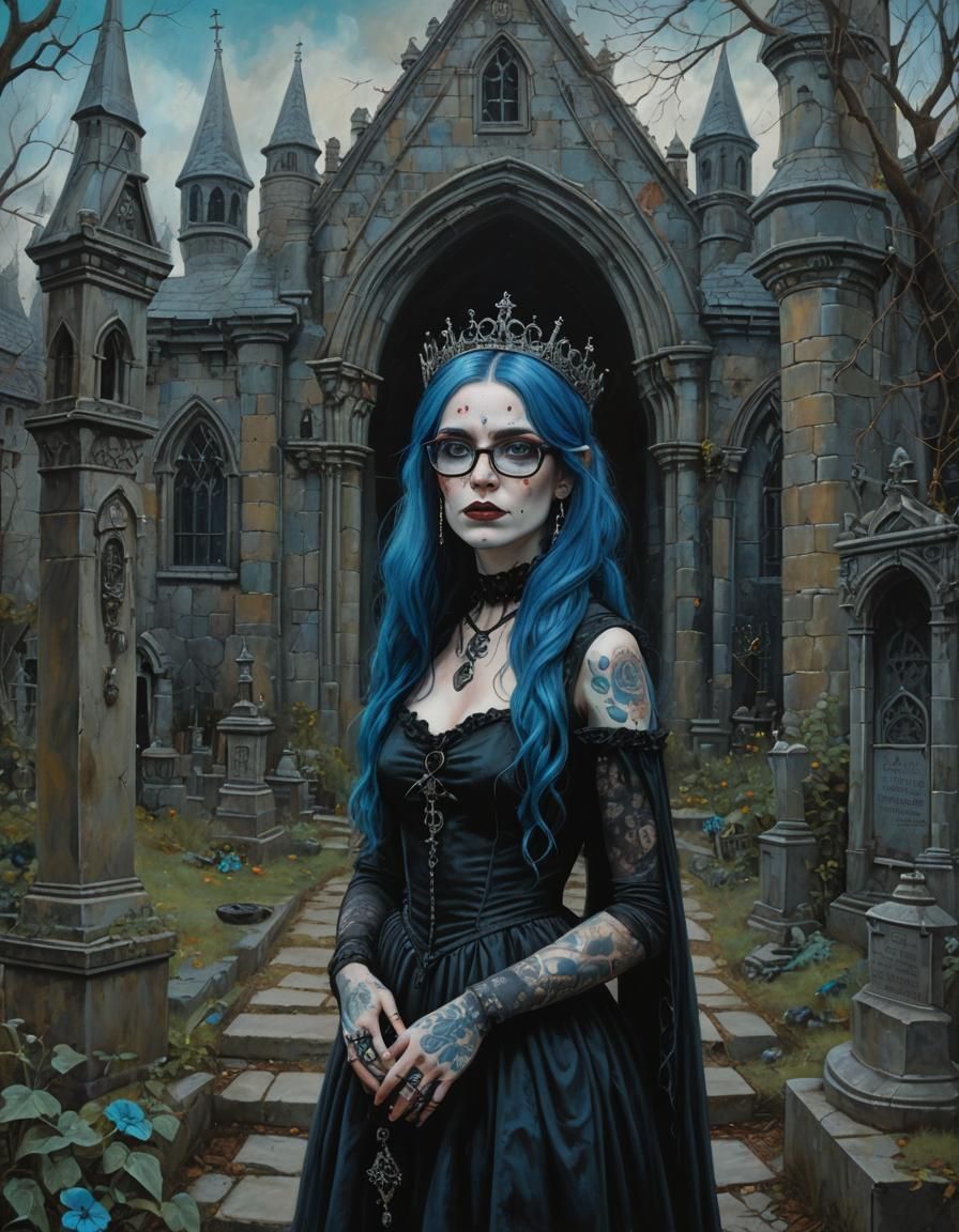 Gothic Princess Portrait in Oil Painting Style