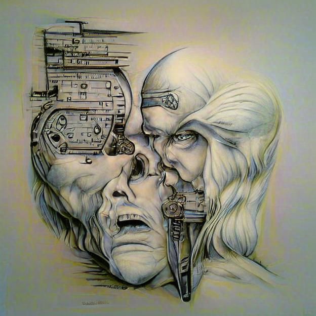 Machine Illustration in Pen and Ink Style
