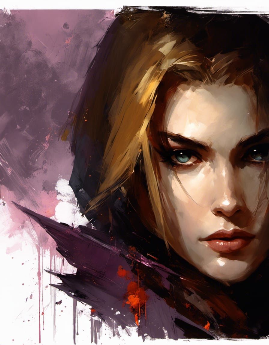 Sypha Belnades Portrait with Paint Splatter Effect