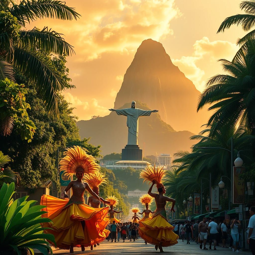 Vibrant Rio de Janeiro Carnivale Scene in Hyperrealistic Sty...