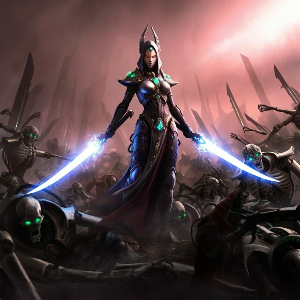 Aeldari Warrior's Stand Against Necron Robots