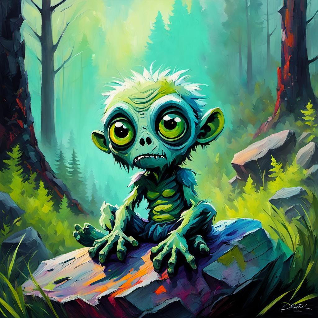 Cute Zombie Baby in Tachisme Forest