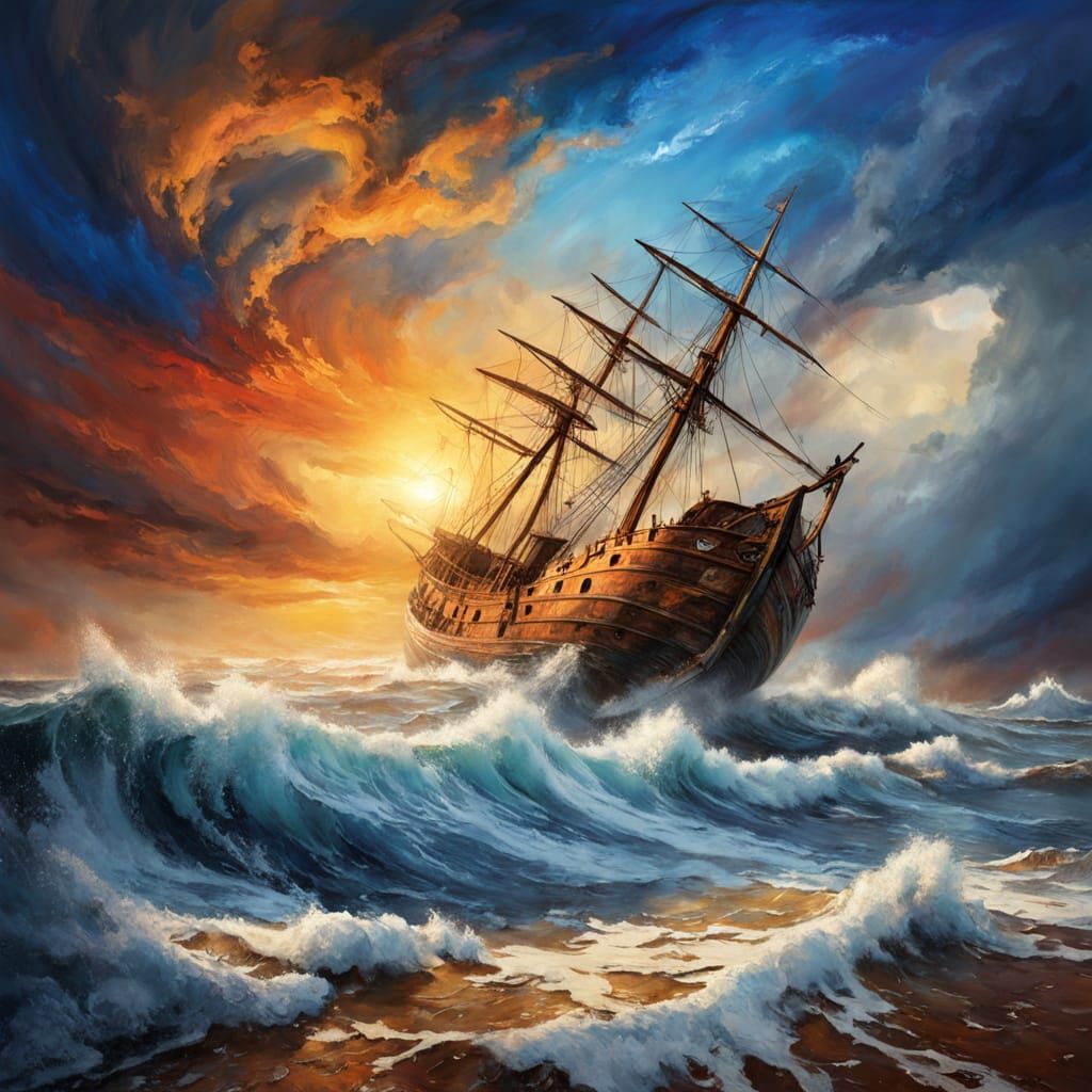 Dramatic Seascape in Turner Style