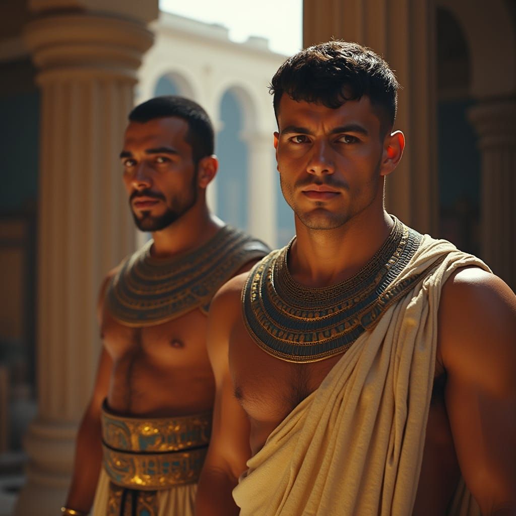 Egyptian Priest and Guard in Palace Interior