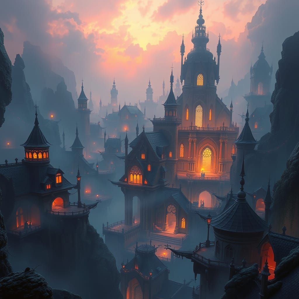 Enchanted Metropolis in Ethereal Twilight