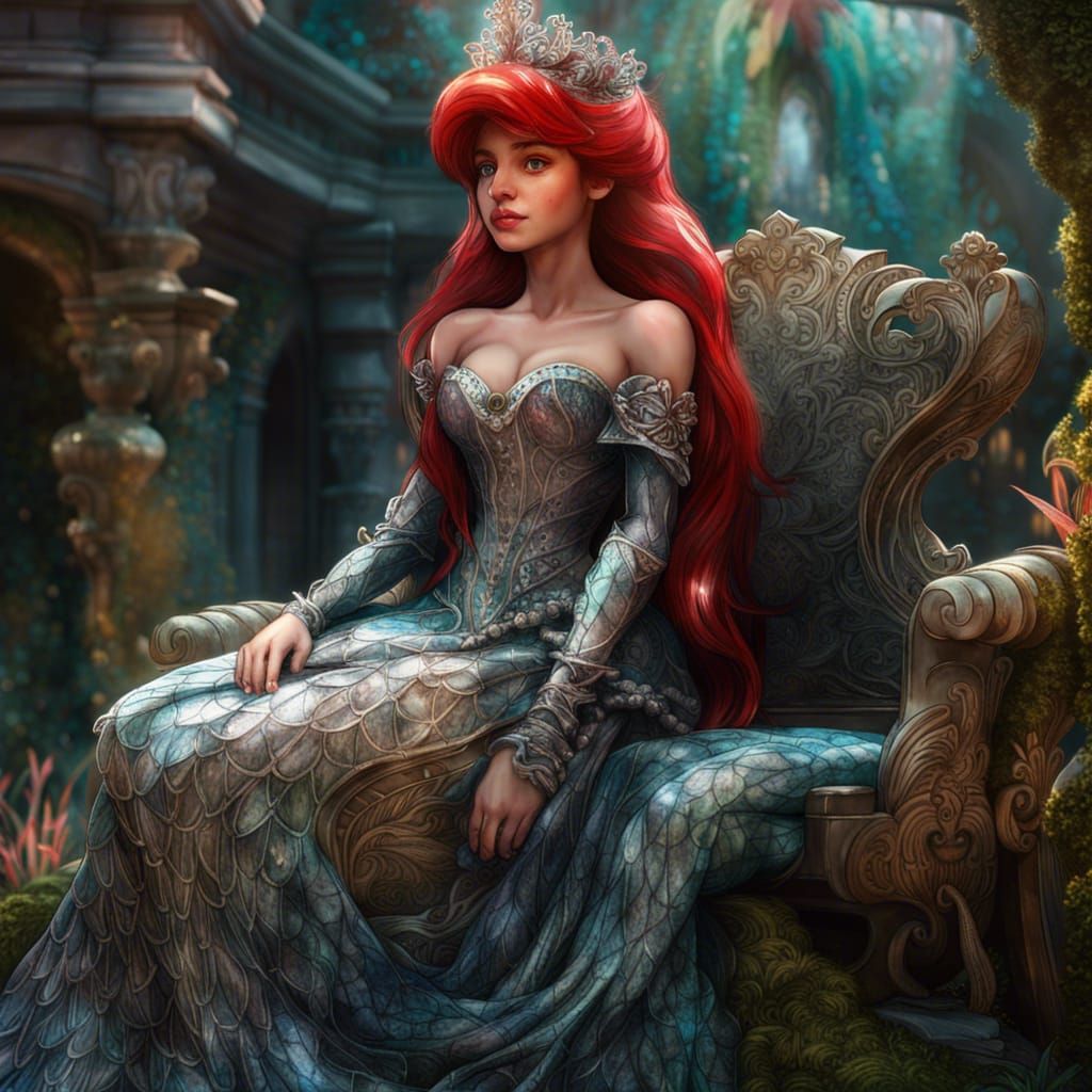 Ariel in Royal Garden, Maximalist 3D Portrait