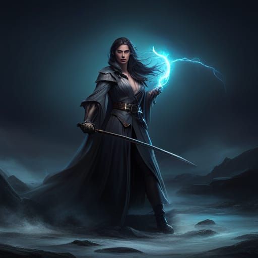 Dark Fantasy Pirate with Whip in Ominous Fog